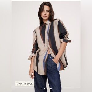 Banana Republic Oversized Button-Down Shirt in Beige, Black, Brown, Blue